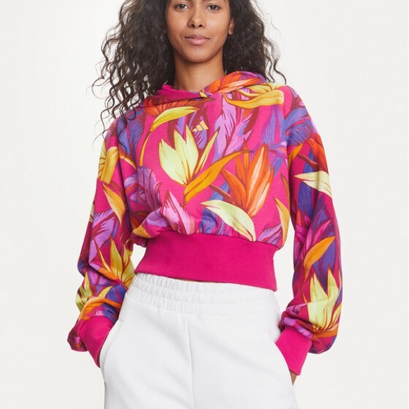 Adidas [XS] FARM Rio Women’s Sweatshirt with Hood JD6283 - Picture 4 of 5